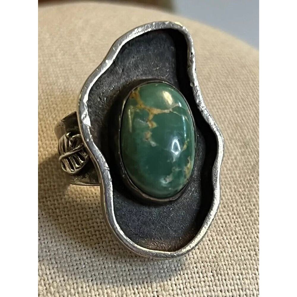 Native American Old Handmade Exquisite Sterling Turquoise Ring A21
